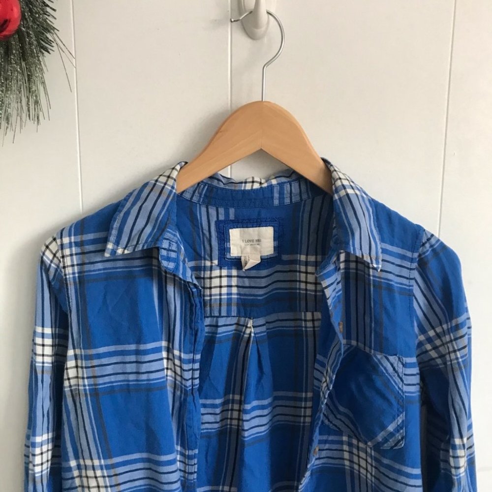 Forever 21 Blue Plaid Flannel! - Picture 2 of 5